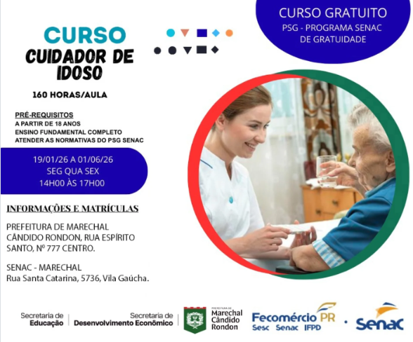 Abertas as inscrições para curso gratuito de cuidador de idoso