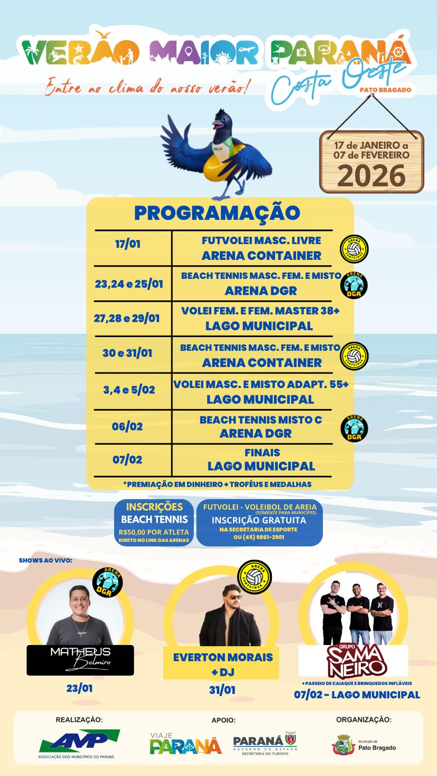 Verão Maior Paraná – Costa Oeste inicia neste sábado (17) em Pato Bragado