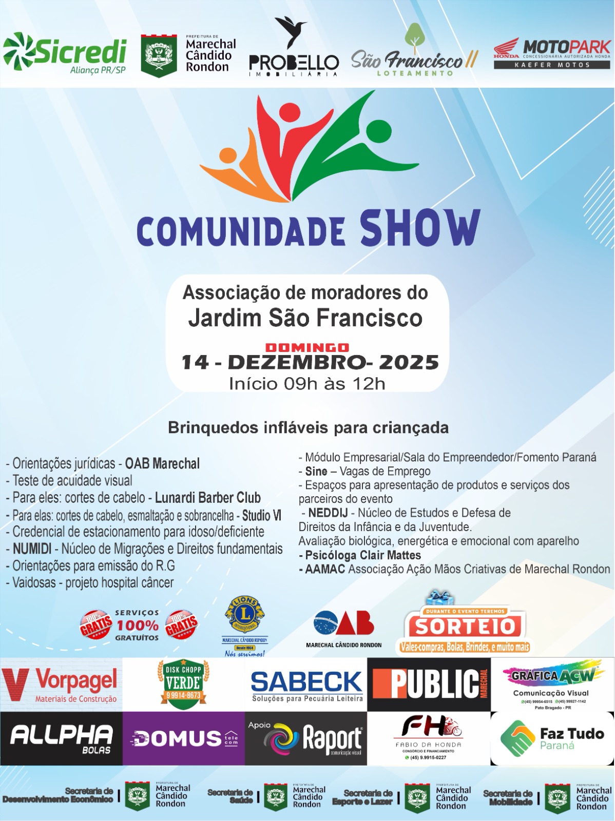 Projeto social “Comunidade Show” terá última edição do ano neste domingo no Jardim São Francisco.