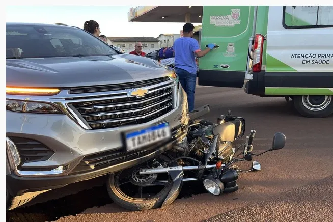 Motociclista fratura o pé em acidente em Nova Santa Rosa