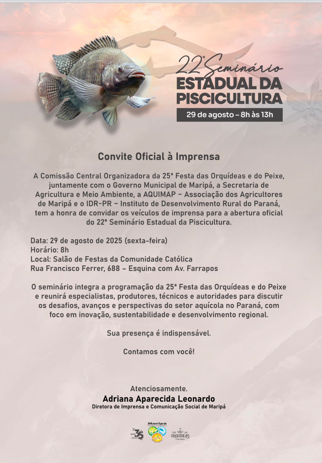 Maripá sedia nesta sexta-feira o 22º Seminário Estadual da Piscicultura