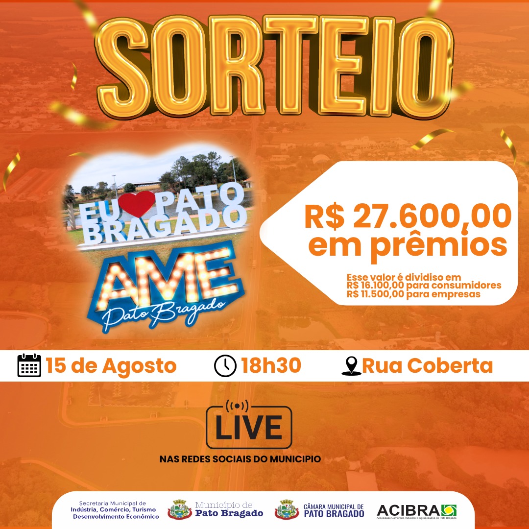 Prefeitura de Pato Bragado Realiza Segundo Sorteio da Campanha “AME PATO BRAGADO” 2025