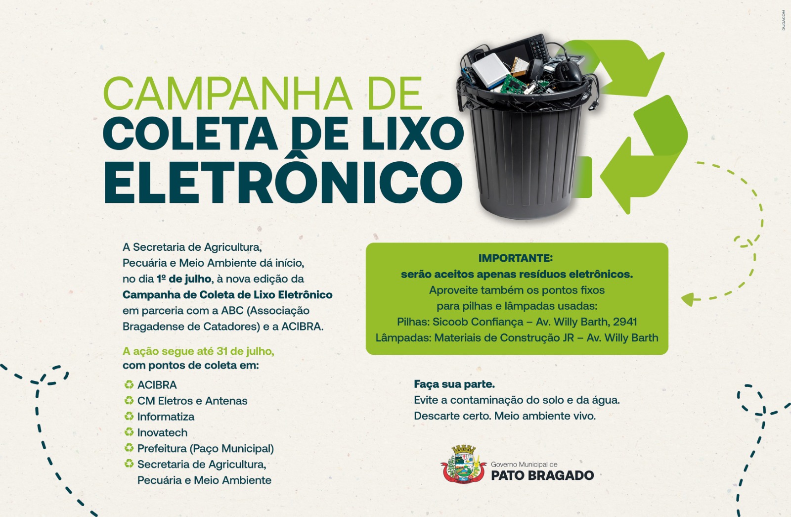 Campanha de Coleta de Lixo Eletrônico em Pato Bragado