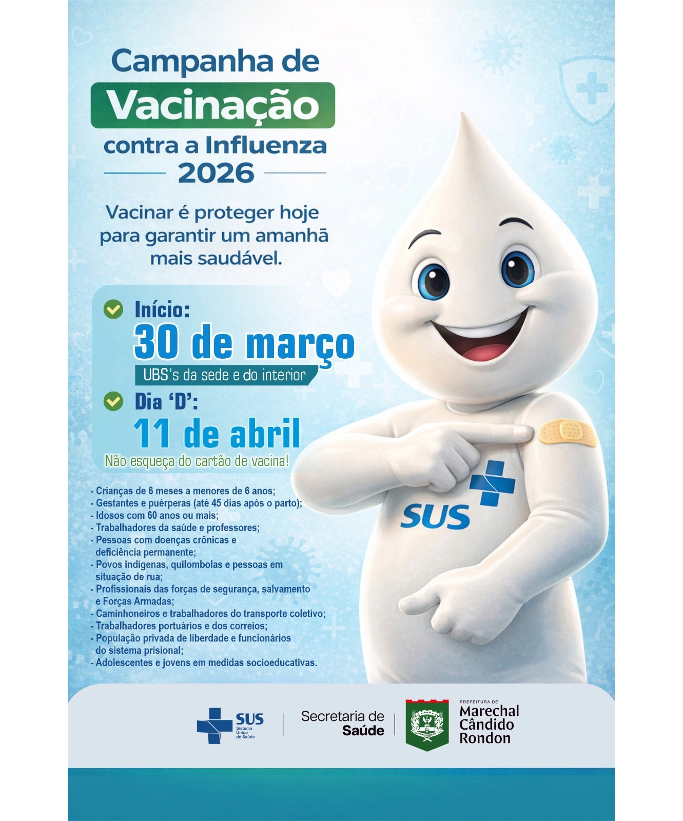 Marechal Cândido Rondon inicia Campanha de Vacinação contra a Influenza e reforça importância da imunização preventiva