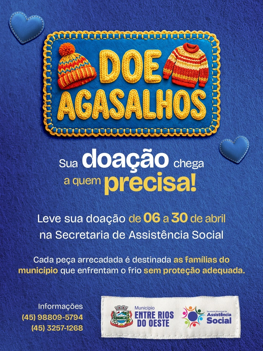Campanha do Agasalho 2026 Entre Rios do Oeste