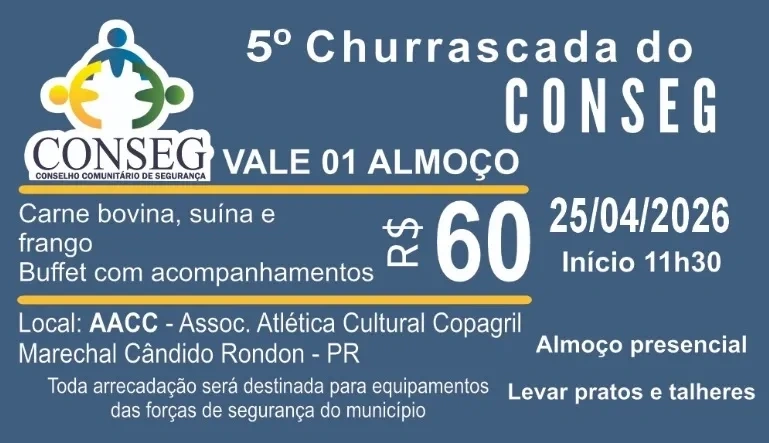 Fichas a venda para a 5ª Churrascada do CONSEG Marechal